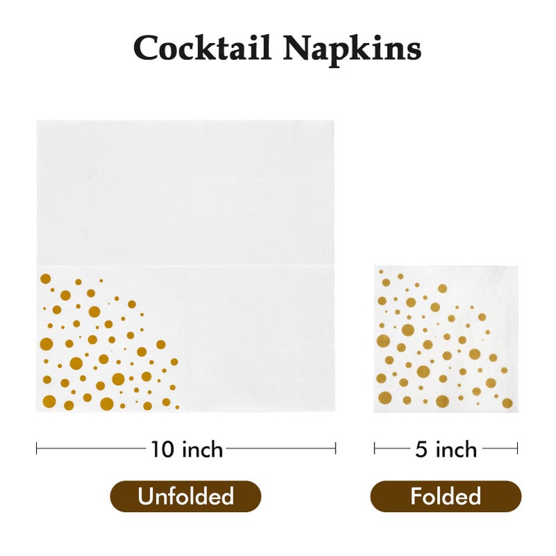 Vplus 100 Pack Cocktail Napkins Paper  3-Ply Beverage Napkins  Disposable Gold Square Napkins  Perfect for Restaurant  Event  Bar  Wedding  Baby Shower and Birthday Party - Image 3