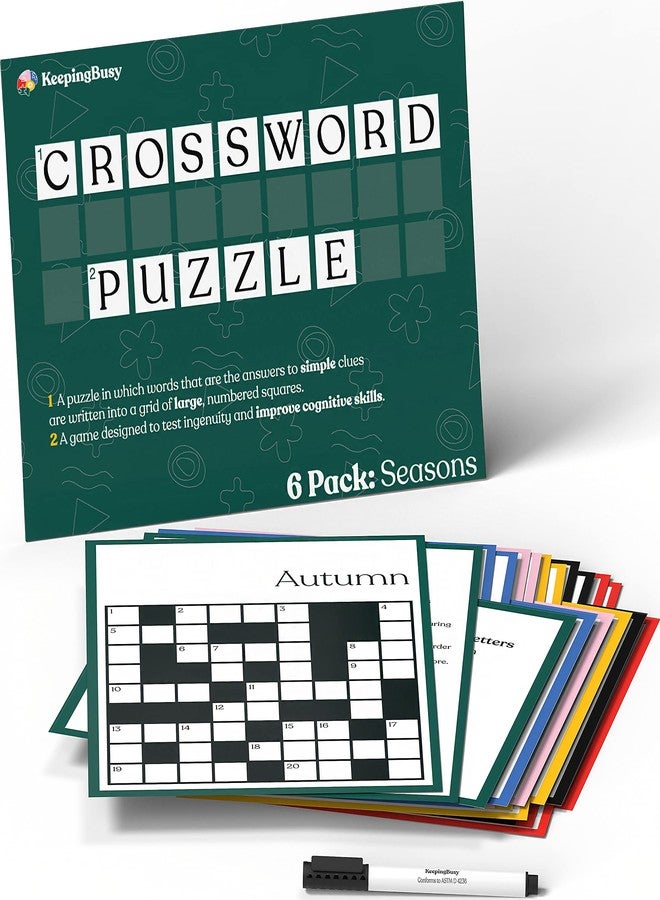 Keeping Busy Crossword Dementia Activities for Seniors | Alzheimer Products for Elderly Patients | Fun Memory Game Toy & Cognitive Brain Puzzle for Senior Citizens w/Memory Loss or Alzheimers - Image 1
