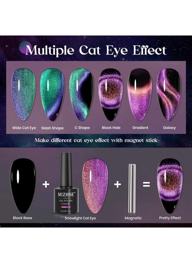 MIZHSE 9D Cat Eye Gel Nail Polish 2 Colors Cyan And Purple Holographic Galaxy Cateye Magnetic Nail Polish Gel Magic Cateye Manicure Nail Art Set 10Ml  - Image 2