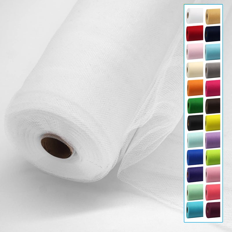 IONTACH White Tulle Fabric Rolls 54 Inch by 40 Yards Fabric Tulle Bolt for Wedding Christmas Decorations DIY White Tutu Baby Shower Table Skirt Ceiling Decor Birthday Party Craft Supplies - Image 1