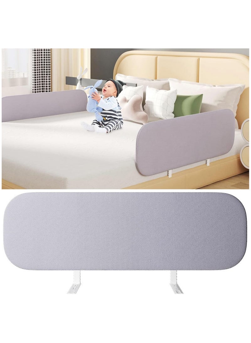 AUTOYSUR Foldable Crib Rail Guard for Kids, Adjustable Universal Toddler Bed Rails, Baby Falling Protector Fence, Crib Bed Guard for Twin, Full Size, Queen &King Beds, Grey 1Pack - Image 1