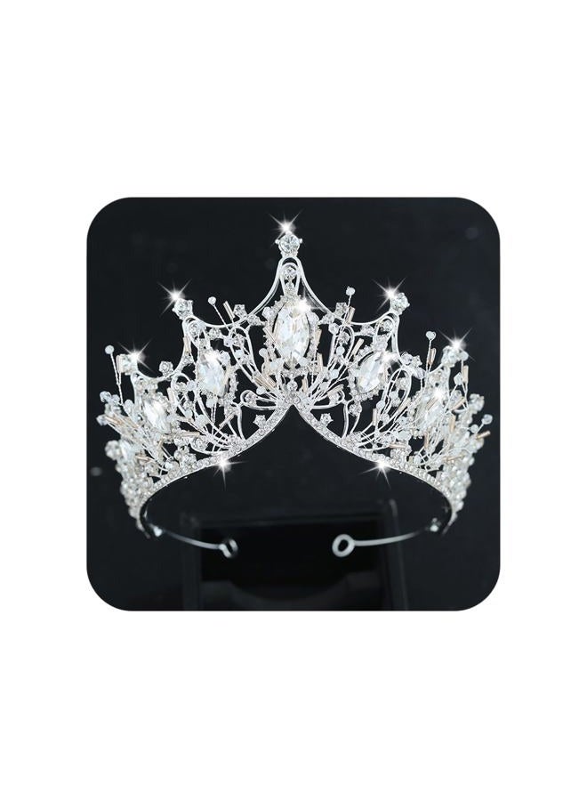 Cocide Silver Crown for Women Baroque Queen Crown and Tiara for Women Crystal Headband Mermaid Crown Princess Tiaras Hair Accessories for Bride Party Bridesmaids Halloween Costume Cos-play Gift - Image 1