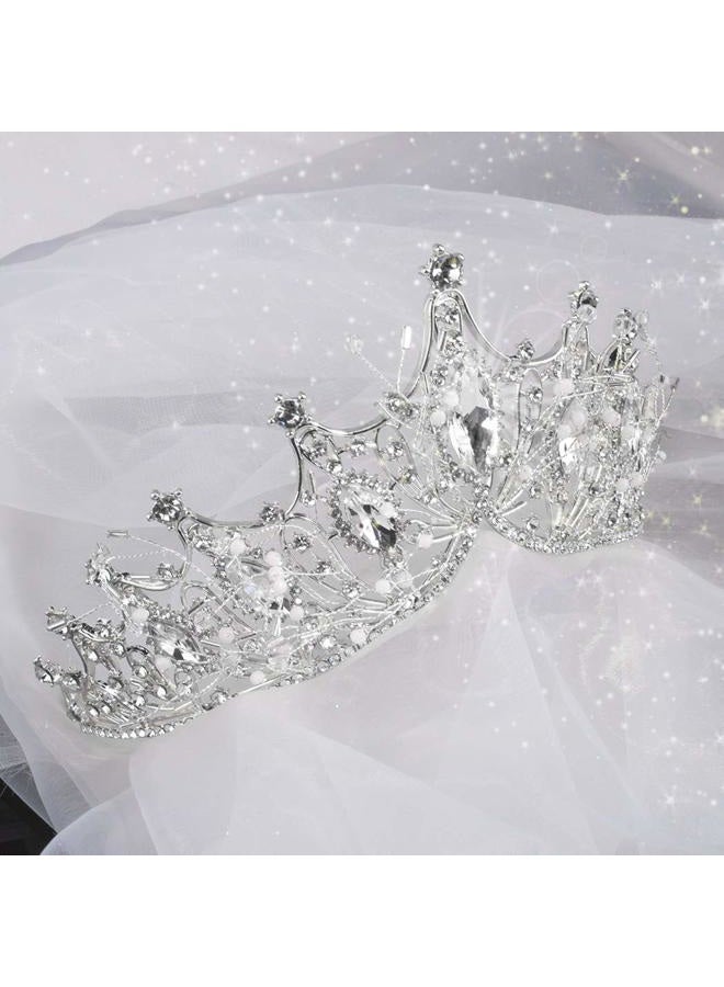 Cocide Silver Crown for Women Baroque Queen Crown and Tiara for Women Crystal Headband Mermaid Crown Princess Tiaras Hair Accessories for Bride Party Bridesmaids Halloween Costume Cos-play Gift - Image 5