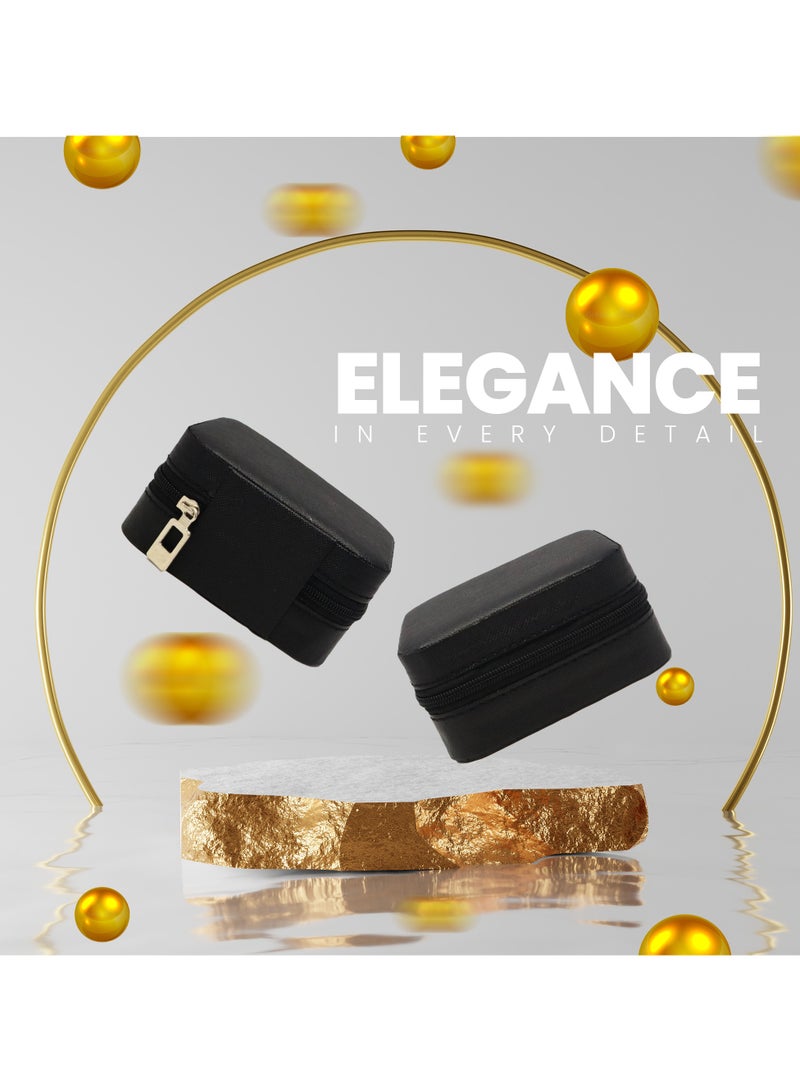 Tediline Jewelry Organizer Box PU Leather, Black - Small, Travel Accessories Storage Organizer, Jewellery Box for Women - Image 2