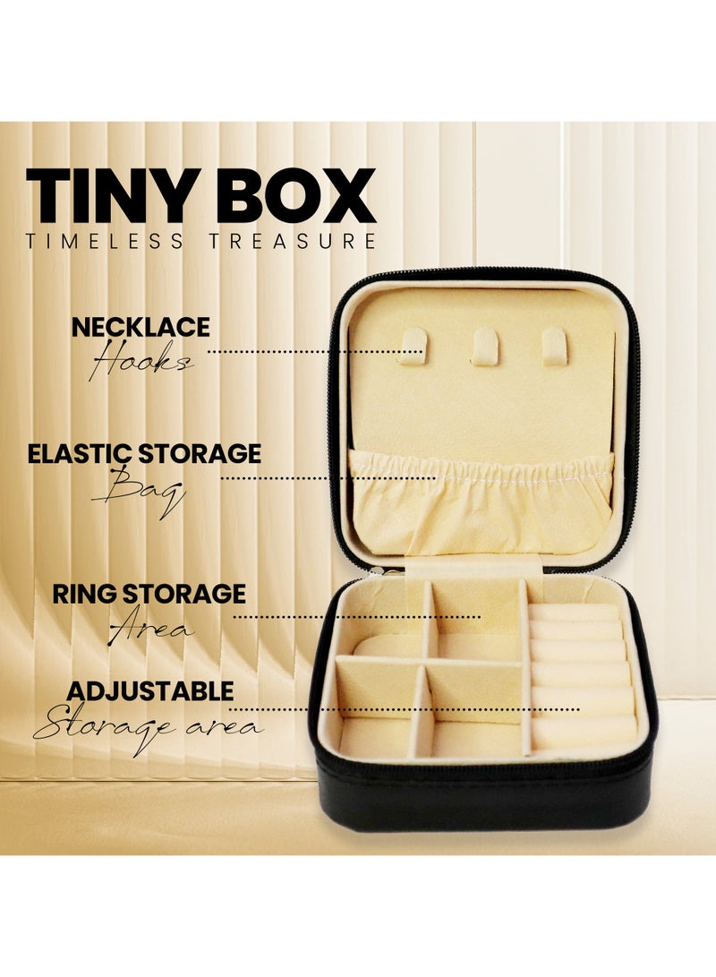 Tediline Jewelry Organizer Box PU Leather, Black - Small, Travel Accessories Storage Organizer, Jewellery Box for Women - Image 3