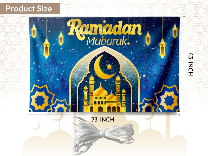 OLEEK Ramadan Mubarak Backdrop - Ramadan Decorations for Home 2026 - ramadan's Decorations Backdrop - Ramadan Mubarak Sign - ramadans Background - ramdan Decor - ramadn Banner for Home - Image 3