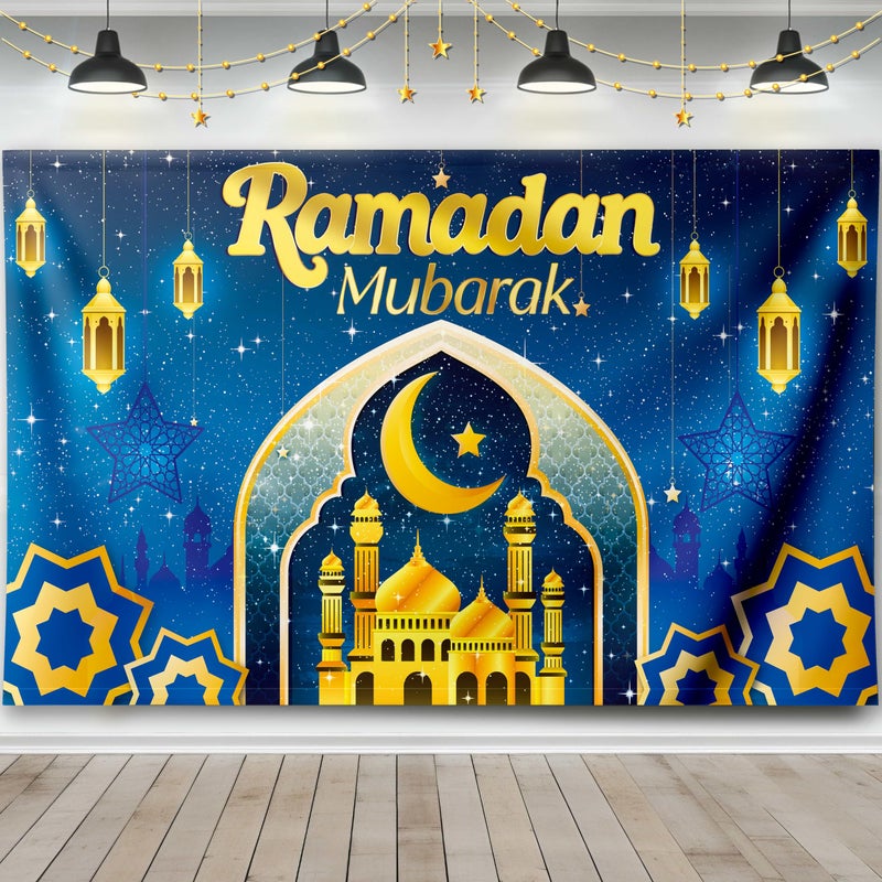 OLEEK Ramadan Mubarak Backdrop - Ramadan Decorations for Home 2026 - ramadan's Decorations Backdrop - Ramadan Mubarak Sign - ramadans Background - ramdan Decor - ramadn Banner for Home - Image 1