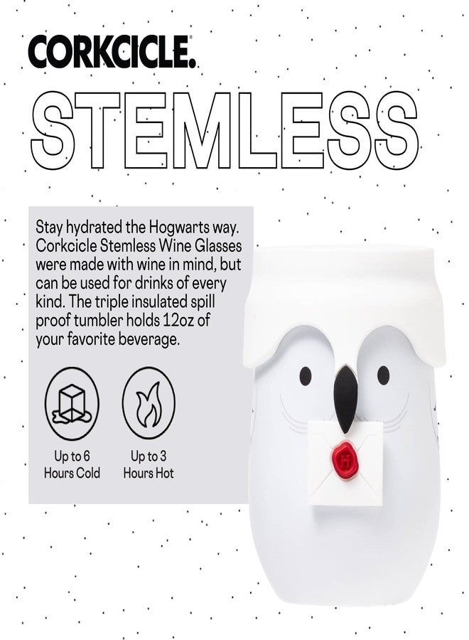Corkcicle x Warner Brothers Harry Potter Hedwig Stemless Insulated Wine Glass Tumbler, 12 oz - Stainless Steel Stemless Wine Glass, Beverages Cold 6hrs, Hot 3hrs - Non-Slip, Easy-Grip Insulated Cup - Image 2