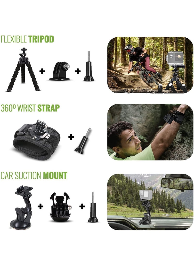 كيلا مجموعة ملحقات كاميرا الحركة 27 في 1 المتوافقة مع GoPro Hero 9/10 وXiaomi Yi وSJCAM - مجموعة معدات التصوير الأساسية للرياضات الخارجية مع حوامل - Image 4