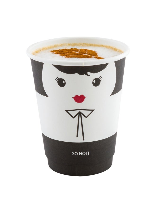 Restaurantware Restaurantware 12 Ounce Disposable Cups, Pack of 500 Double Wall Hot Cups – Lids Sold Separately, Featuring a Madame Print with Black Paper Insulation, Ideal for Serving Tea, Coffee, and More  - Image 2