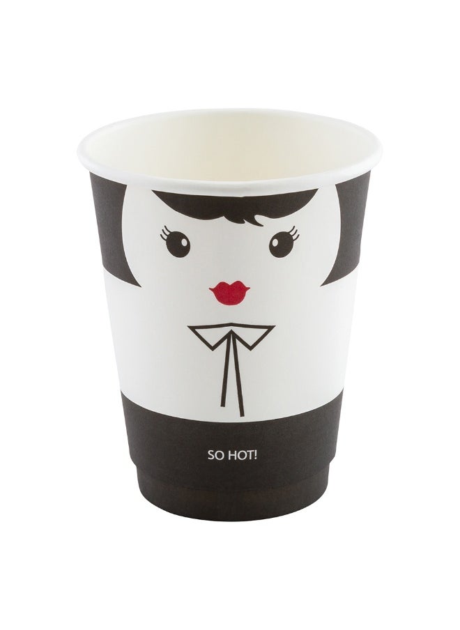 Restaurantware Restaurantware 12 Ounce Disposable Cups, Pack of 500 Double Wall Hot Cups – Lids Sold Separately, Featuring a Madame Print with Black Paper Insulation, Ideal for Serving Tea, Coffee, and More  - Image 1