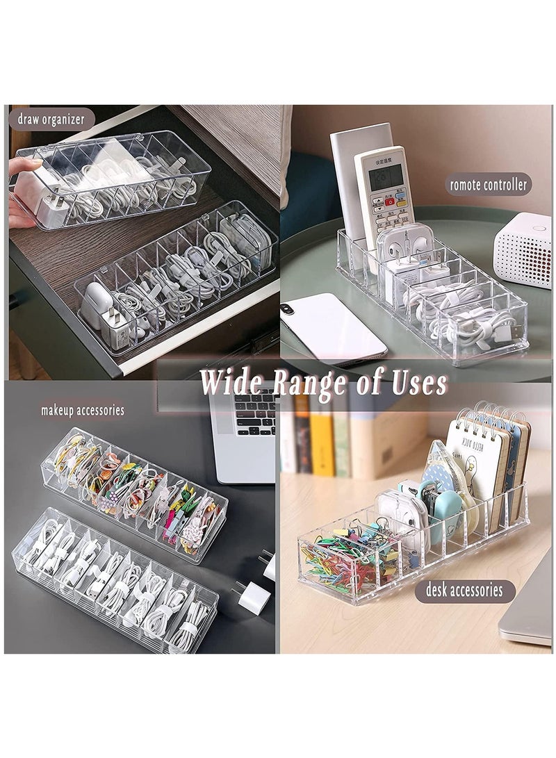 Arabest Data Cable Organizer Storage Box With Lid Electronic cables Organizer Box Transparent Charger Cable Organiser Desk Accessories Storage Organizer Cable Management Tidy With 10 Cable Ties Straps  - Image 4