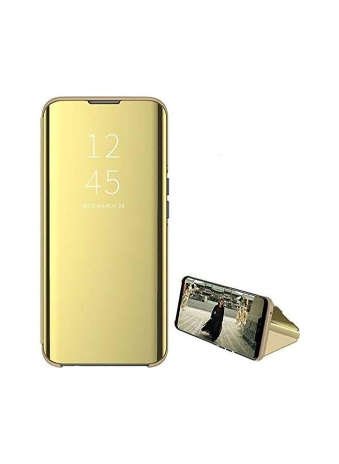 Generic ELMO3EZZS22 Ultra Leather Compatible Samsung Galaxy S22 Ultra  Phone Case Clear View Makeup Mirror Flip Cover, S22 Ultra Case with Kickstand Shockproof Protective Cover for Samsung S22 Ultra 5G (gold) 