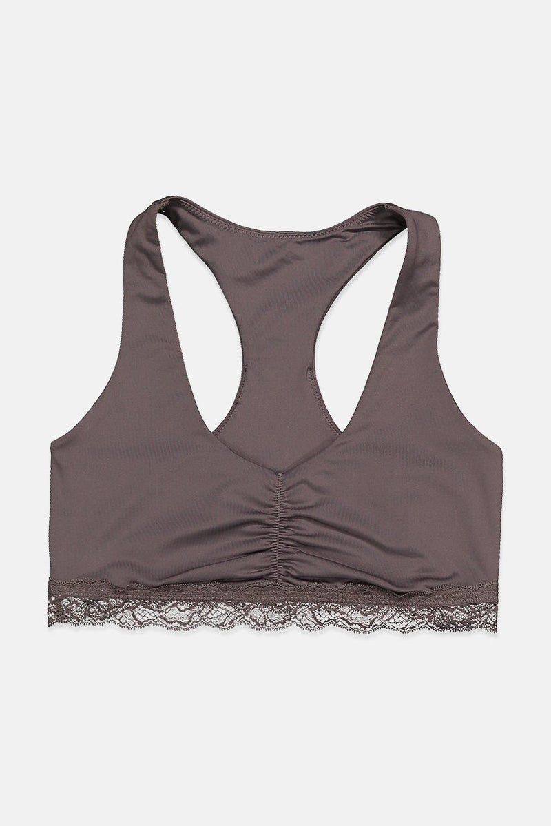 Tchibo Women Crop Non Wire Non Padded Brallete, Taupe - Image 1