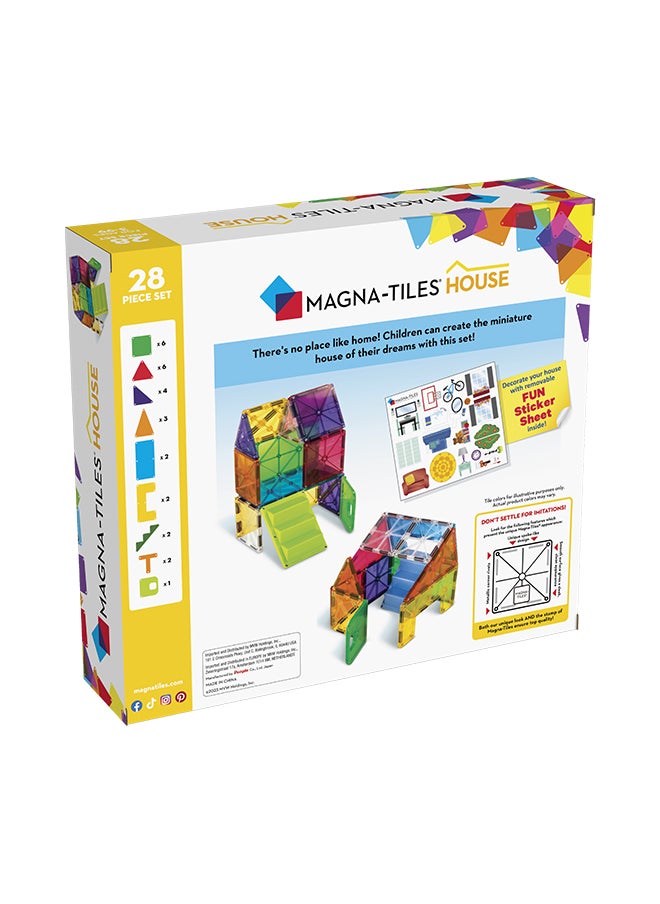 MAGNA-TILES - House 28-piece Set, Solid And Clear Colours, Original 3d Magentic Building Tiles, Kids Building Toys For Ages 3+ - Image 1