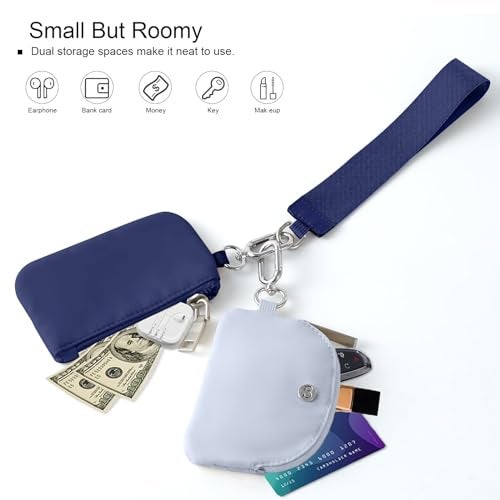 Babysun Mini Zip Around Dual Pouch Wristlet With 2 Straps Wristlet Keychain Wallet for Women Coin Purse Small Cute for Teen Girl - Image 3