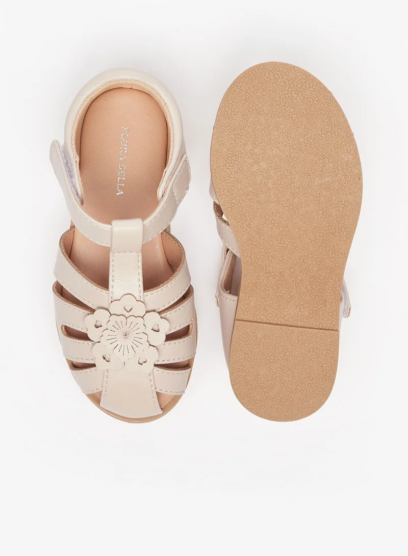 Flora Bella By Shoexpress Girls Applique Detail Sandals with Hook and Loop Closure