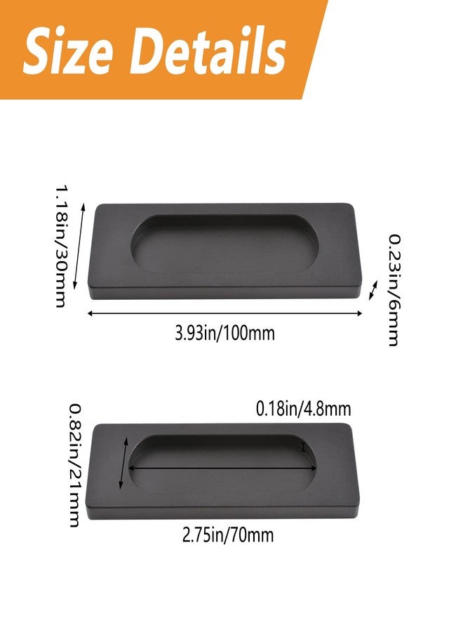 MOROBOR Self-Stick Rectangular Sliding Door Pulls, 2pcs Aluminum Alloy Flush Pull Punch-Free Handle for Sliding Barn Door Windows Cabinets (Matte Black, 100mm) - Image 2