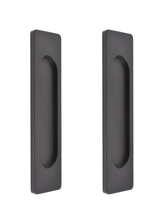 MOROBOR Self-Stick Rectangular Sliding Door Pulls, 2pcs Aluminum Alloy Flush Pull Punch-Free Handle for Sliding Barn Door Windows Cabinets (Matte Black, 100mm) - Image 1