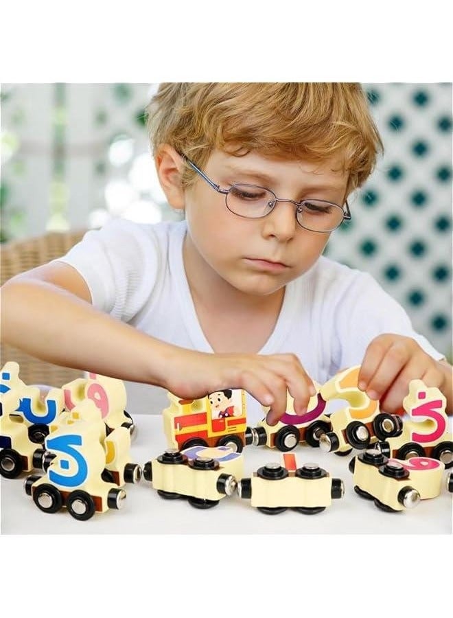 Wooden Magnetic Train Toy for Kids, Learn Arabic and Russian Language Skills, Educational and Fun Cultural Toy for Developing Awareness and Creativity.  - Image 3