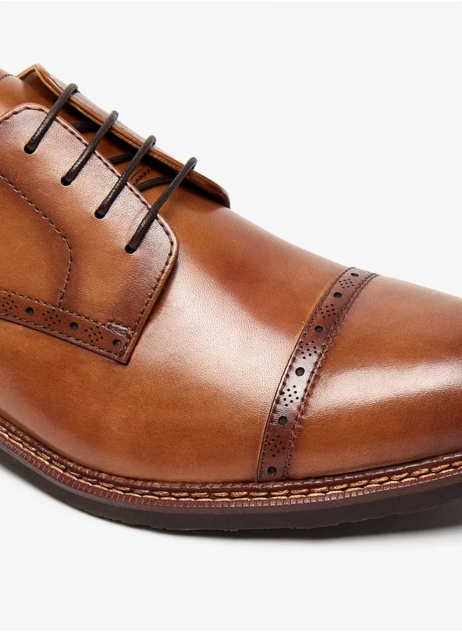 دوتشيني Men's Solid Lace-Up Derby Shoes