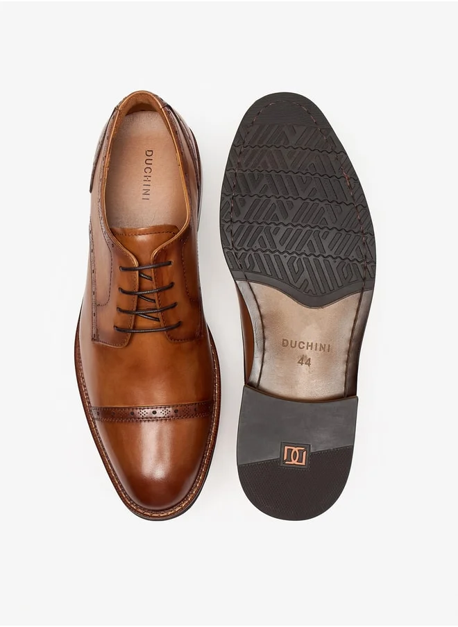 دوتشيني Men's Solid Lace-Up Derby Shoes