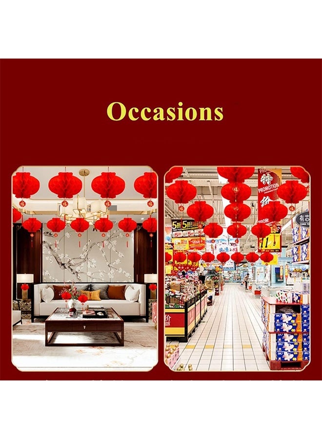 زينة فانوس السنة الصينية الجديدة الحمراء، ديكور حفلة عيد الربيع، فانوسات ورقية حمراء قابلة للطي بحجم 7.9 بوصة (20 سم) للتعليق في المنزل، الهواء الطلق، الأشجار، المطاعم، السوبرماركت (20 قطعة) - Image 5