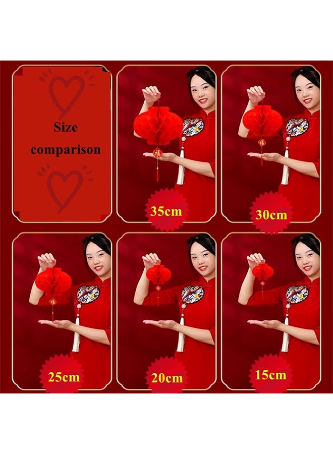 زينة فانوس السنة الصينية الجديدة الحمراء، ديكور حفلة عيد الربيع، فانوسات ورقية حمراء قابلة للطي بحجم 7.9 بوصة (20 سم) للتعليق في المنزل، الهواء الطلق، الأشجار، المطاعم، السوبرماركت (20 قطعة) - Image 2