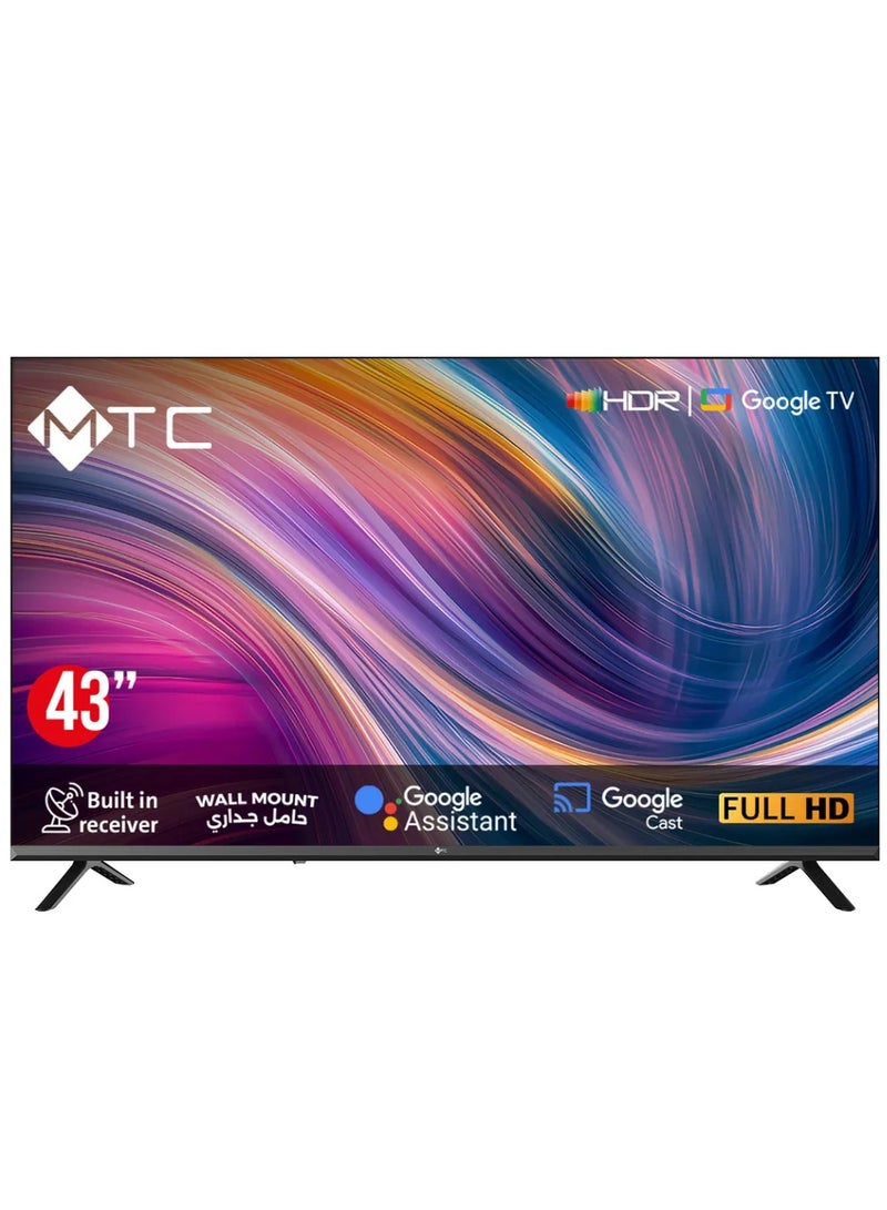MTC 43-inch Smart TV FHD,  Google TV, Built-In Receiver, Google Assistant, Wall Mount   MT43FH450GO - Image 1