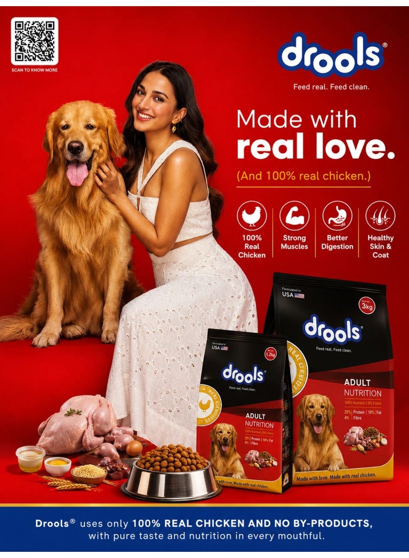 Drools Adult Nutrition Chicken and Egg Made with Love and 100% Real Chicken Adult Dry Food 259G - Image 2