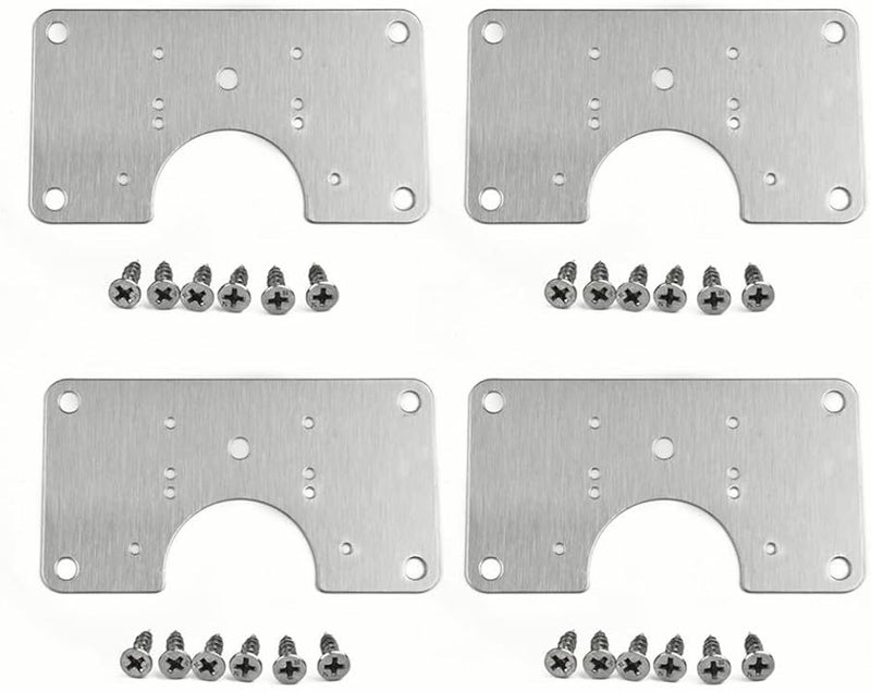 لوحة إصلاح مفصلات من الفولاذ المقاوم للصدأ 90x50 مم قوس تثبيت فضي مع مسامير لإصلاح باب الخزانة 4 قطع - Image 2
