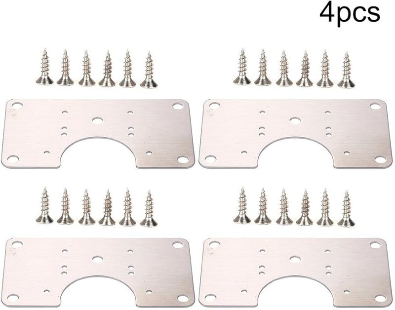 لوحة إصلاح مفصلات من الفولاذ المقاوم للصدأ 90x50 مم قوس تثبيت فضي مع مسامير لإصلاح باب الخزانة 4 قطع - Image 3