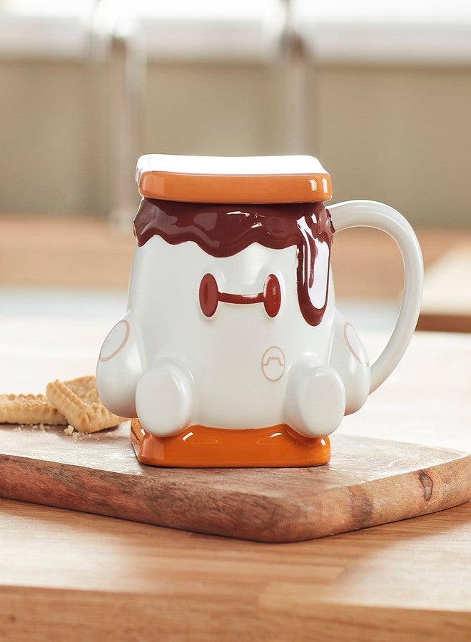 Disney Store Official Baymax S'More Disney Munchlings Baked Treats Mug, Big Hero 6, 455ml, Sculpted Stoneware Drinking Cup with Lid, Morning Brew Beverage Holder, Brown - Image 2