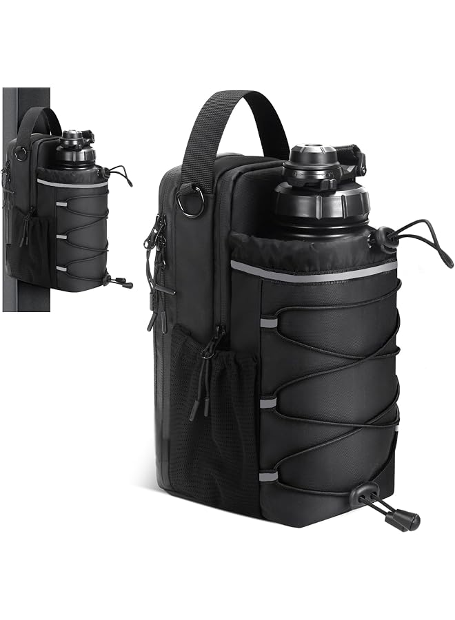 S-TOP Magnetic Gym Bag for Water Bottle, Sports and Travel Carrier for Men and Women with Phone Pocket, Adjustable Shoulder Strap, Secure Magnetic Water Bottle Holder, Gym Accessories Organizer (Black) - Image 1