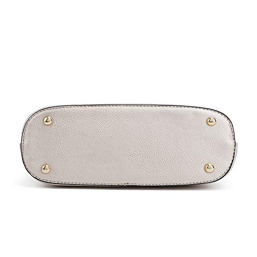 SG SUGU Lunar Lightweight Medium Dome Crossbody Bag Shoulder Bag with Double Tassels | Zipper Pocket | Adjustable Strap|Champagne/Silver - Image 5