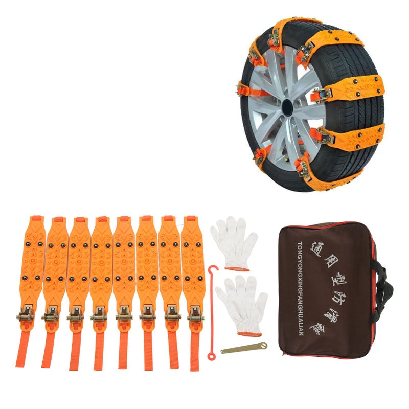 Keenso Keenso 8 Pcs Car Snow Tire Chain, Snow Chains Yellow Anti Slip Emergency Traction Tire Security Chains for 155mm‑266mm Tires Car SUV MPV - Image 2