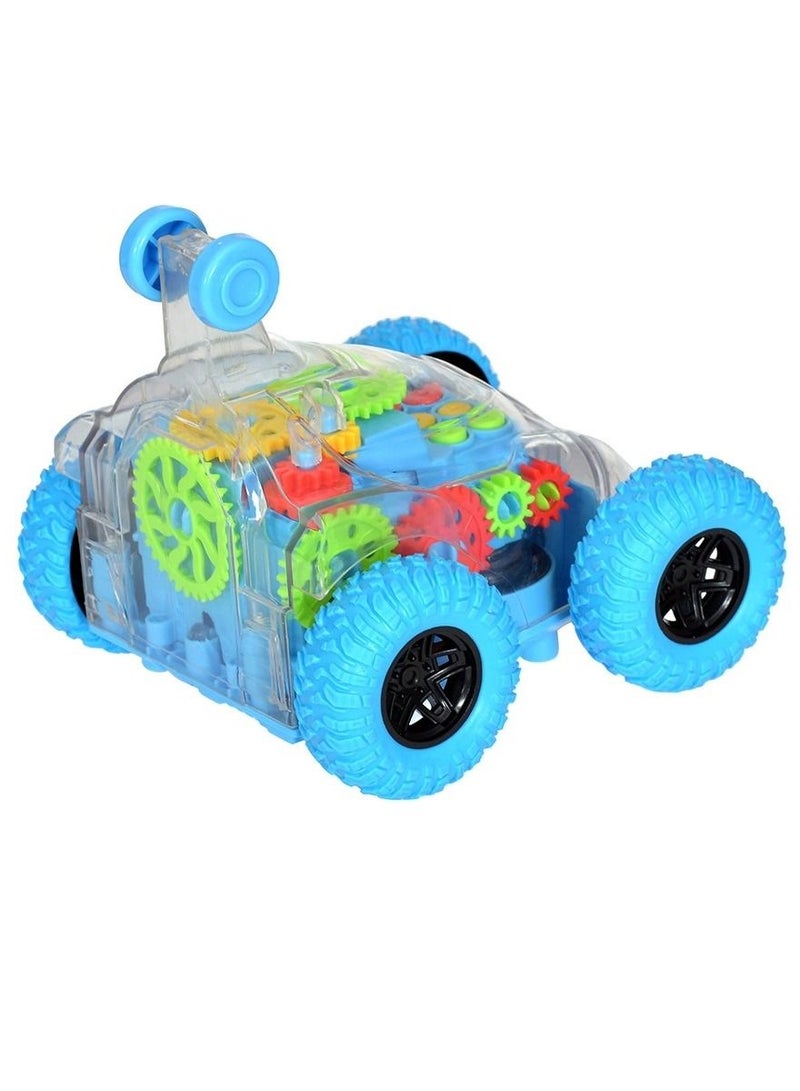 Rally Musical Toy Battery Operated Transparent Gear Concept Stunt Car Toys for Kids 360 Degrees Rotating with Bump & Go Action for Kids Light & Sound Toys - Image 2