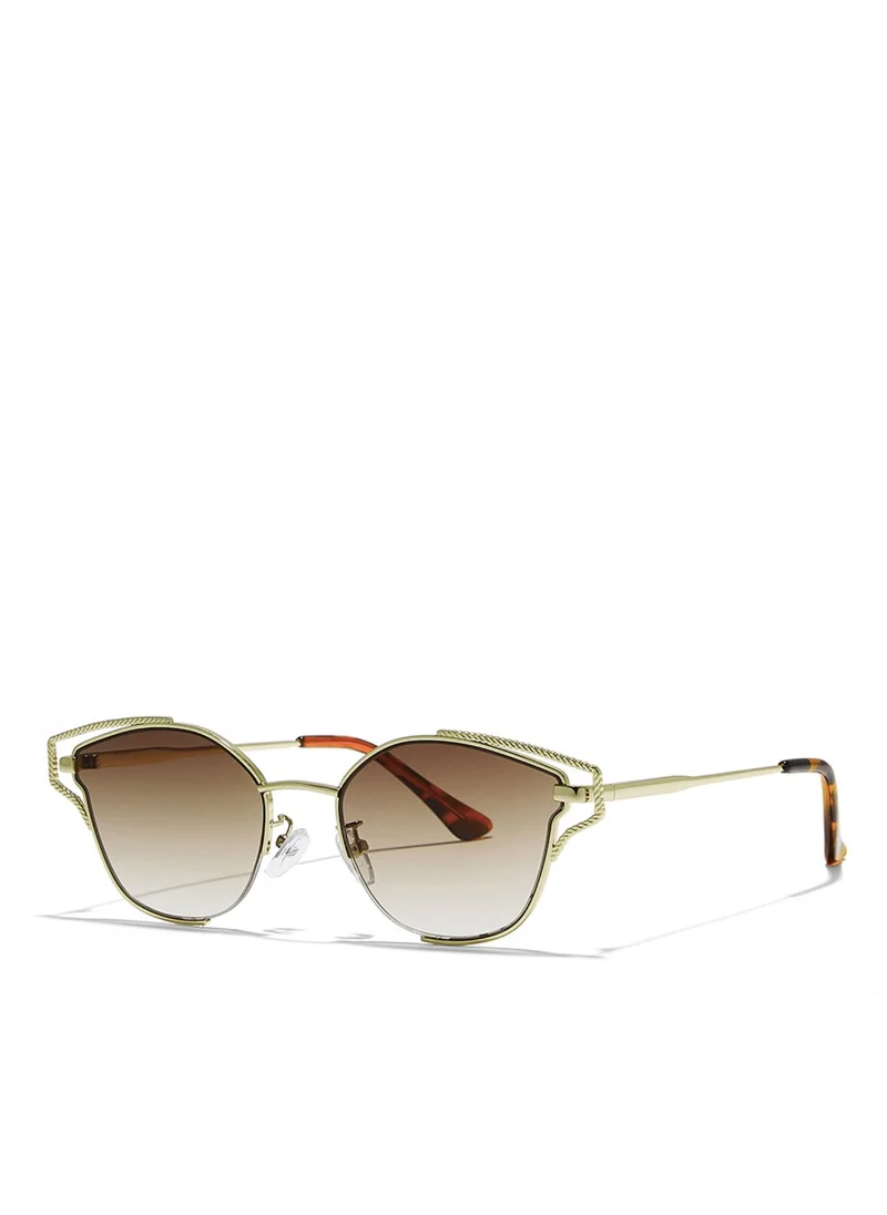 Blackout HYPATIA Women Japanese Gold Sunglasses - Frame Material: Metal- Frame Color: Japanese Gold-Lens Color: Brown  - Full Rim