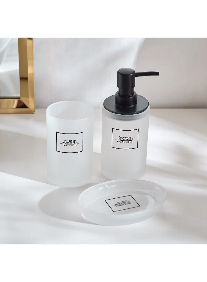 Home Box Casa 3-Piece Frosted Glass Bathroom Accessory Set