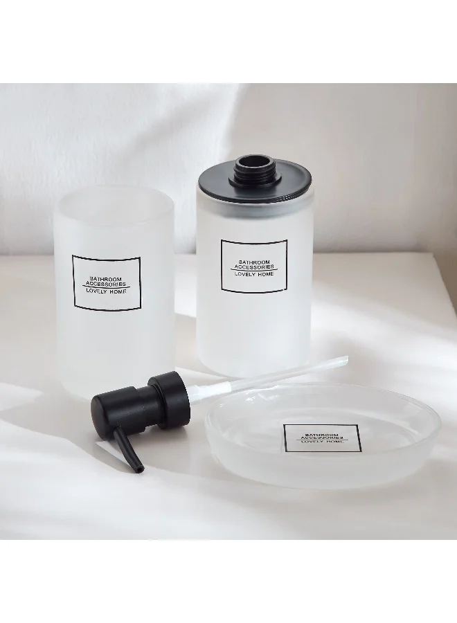 Home Box Casa 3-Piece Frosted Glass Bathroom Accessory Set