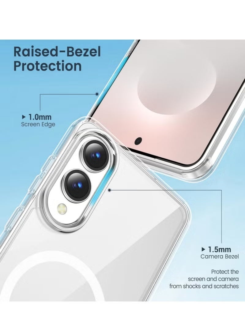 جاجيك [5-in-1] Samsung Galaxy S25 Edge Clear Case Full Protection Bundle | Anti-Yellowing Transparent Magnetic Shockproof Case | Compatible with Wireless Charging | Includes 2 Screen Protectors & 2 Camera Lens Protectors | Premium Durable Accessories - Image 4