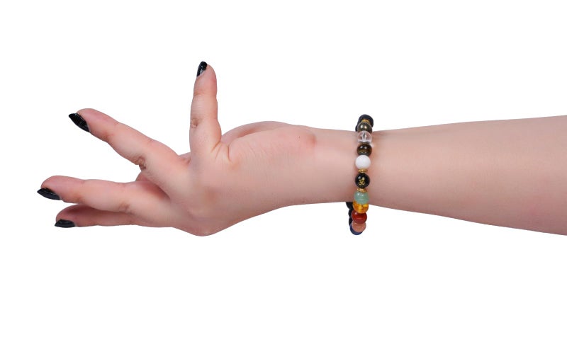 GEMSMANTRA Navgraha Shanti Bracelet, Natural Stones for Harmony, Align Energy, Unlock Growth and Balance Stretchable Beaded Bracelet for Men & Women - Image 3