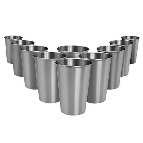CAMBUY Stainless Steel Cups 18 oz Unbreakable and Reusable Drinking Cups Eco-Friendly Healthy Tumbler Set for Milk Juice and Water Dishwasher Safe (10Pcs) - Image 1