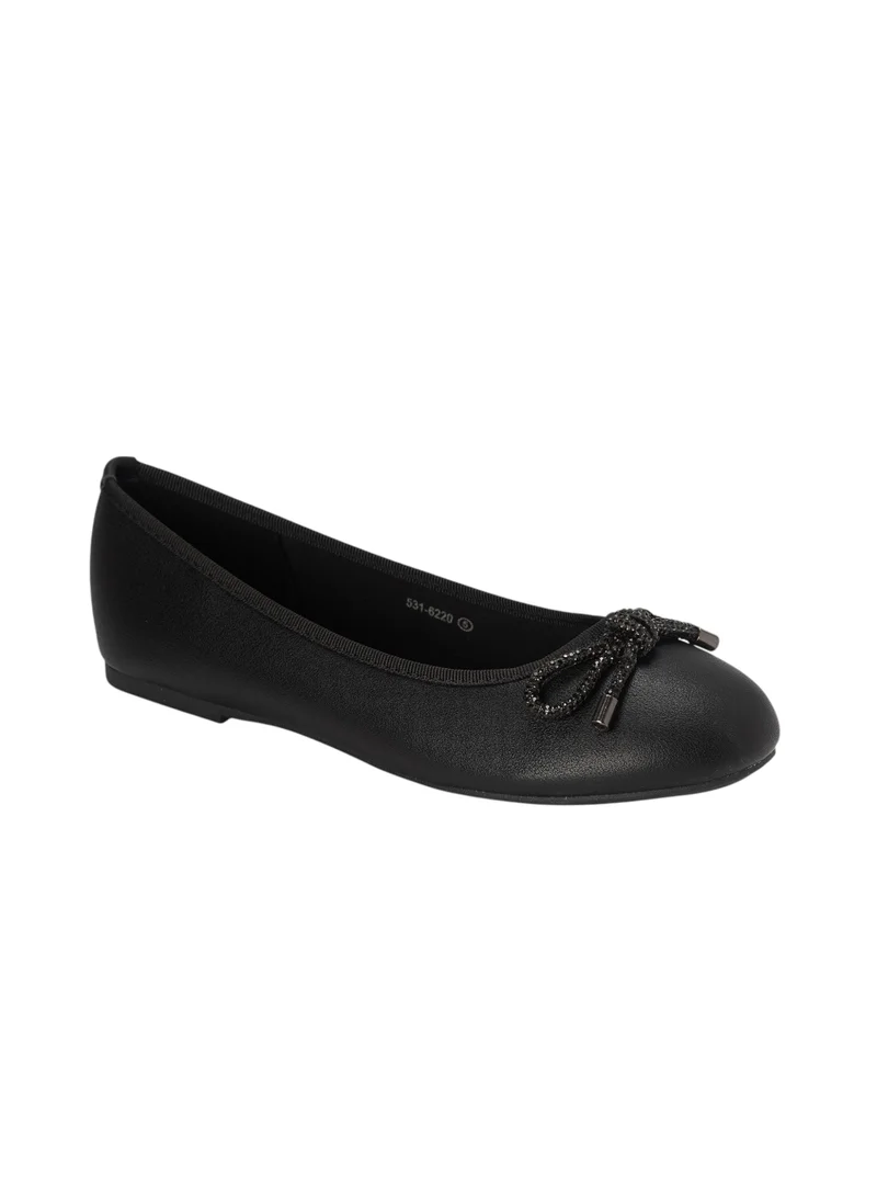 Bata Bow Accented Round Toe Slip-On Ballerina Shoes