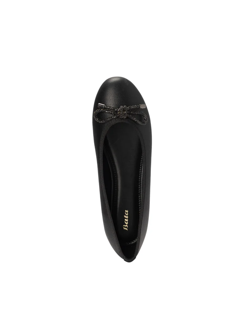 Bata Bow Accented Round Toe Slip-On Ballerina Shoes