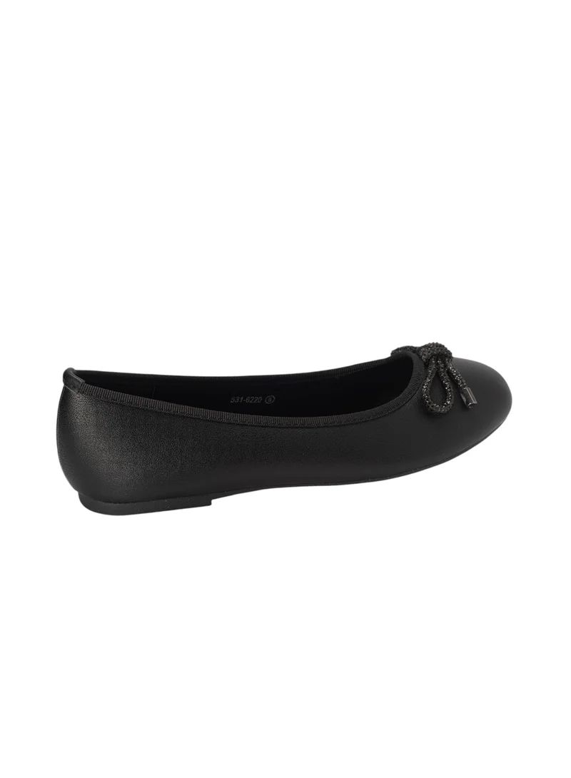 Bata Bow Accented Round Toe Slip-On Ballerina Shoes