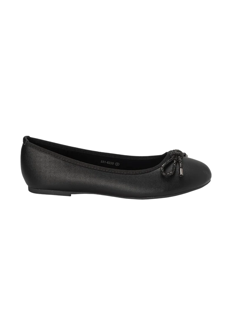 Bata Bow Accented Round Toe Slip-On Ballerina Shoes