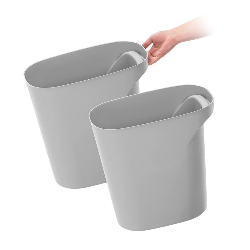 IRIS USA Small Trash Can Wastebasket with Handle 6 Gallon  24 Quart 2Pack for Bathroom Office Bedroom Under Sink Kitchen Garbage  Gray