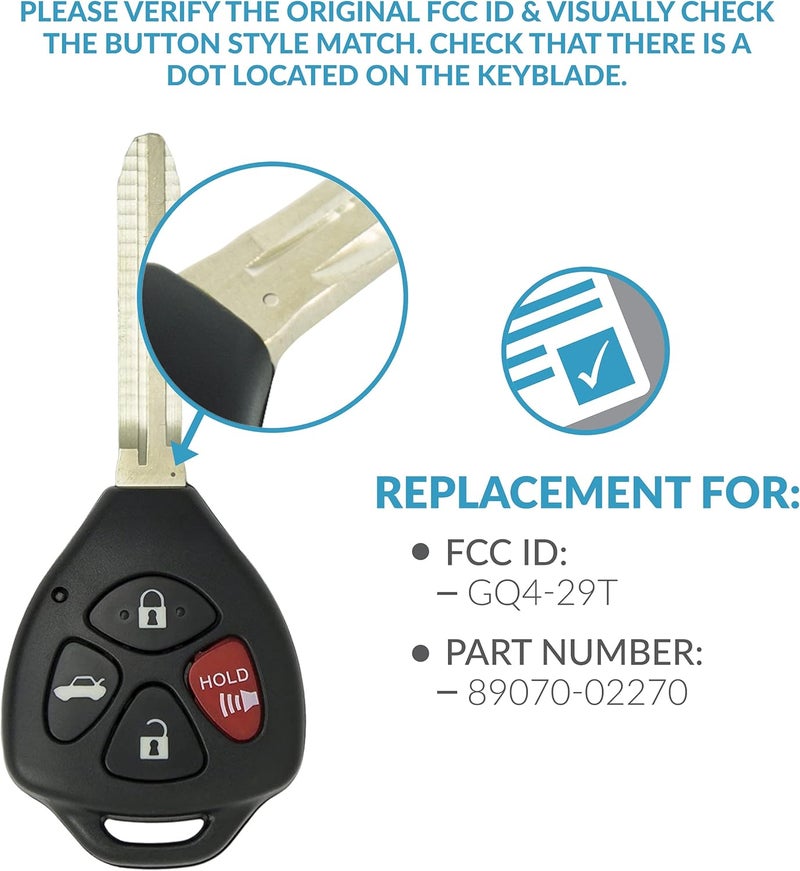 Keyless2Go Replacement Keyless Entry Remote for Toyota Avalon and Corolla - Set of 2 - Image 4