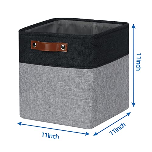 Temary Storage Baskets Fabric Storage Cubes 4 Pack Basket for Organizing Collapsible Cloth Baskets with Handles for Shelves Closet BlackGray - Image 3